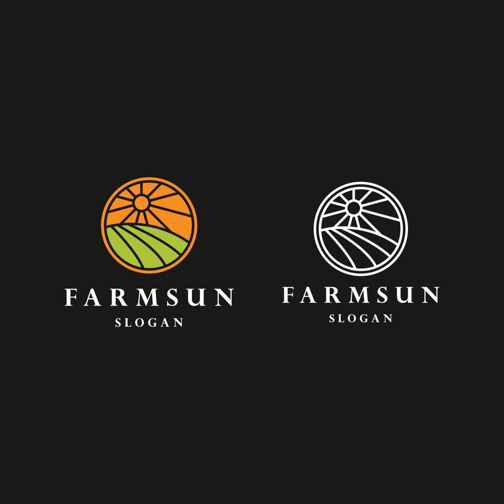 Farm sun logo icon design template vector illustration