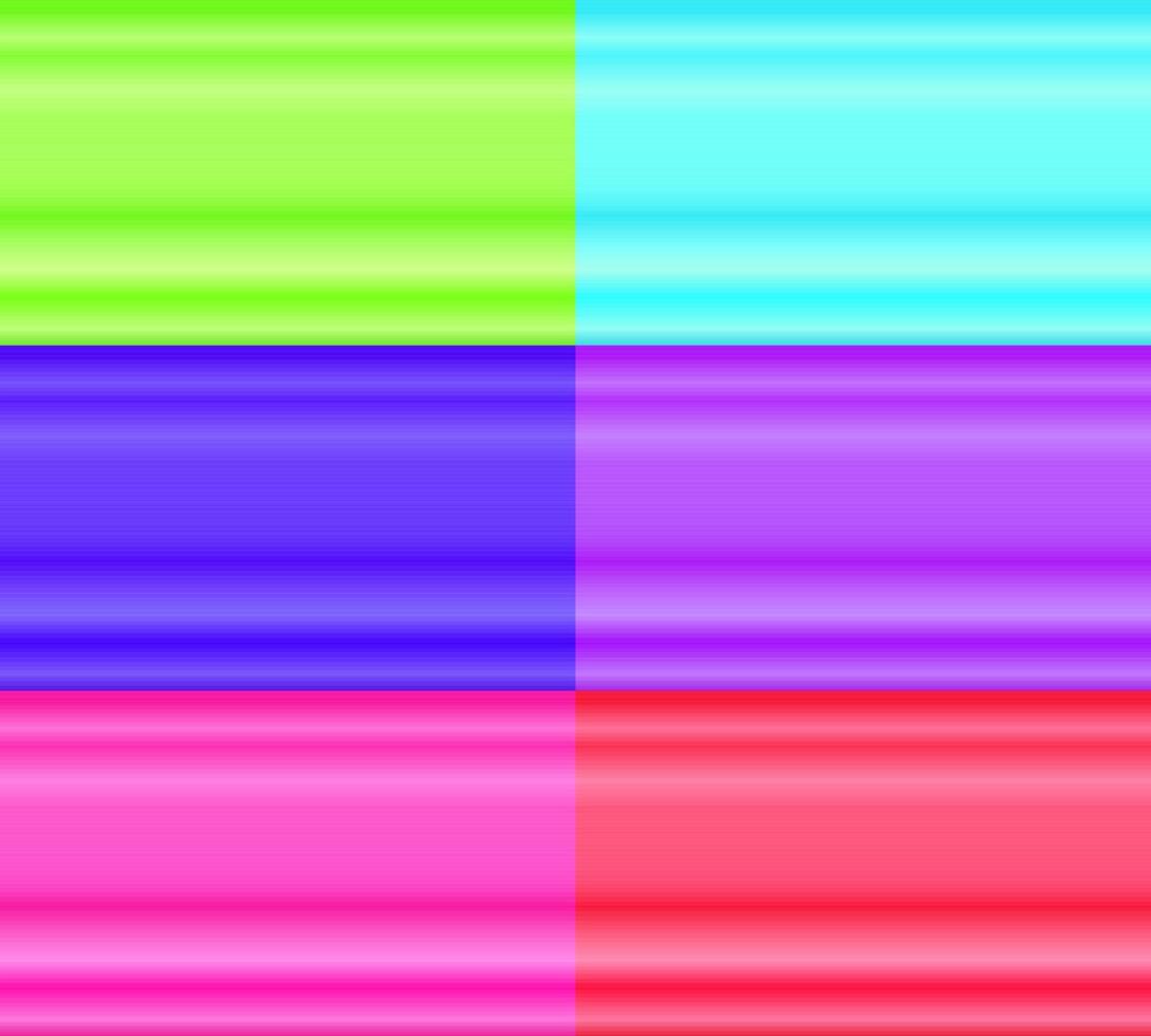 seis conjuntos de fondo abstracto de gradiente horizontal. estilo brillante, borroso, moderno y de color. verde, azul, morado, rosa y rojo. ideal para telón de fondo, página de inicio, papel tapiz, portada, afiche, pancarta o volante vector