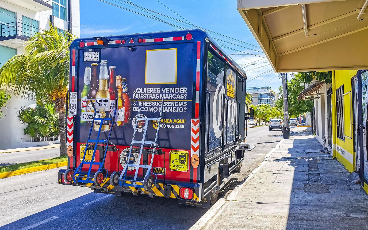 Playa del Carmen Quintana Roo Mexico 2022 Various Mexican trucks transporters vans delivery cars in Mexico. photo