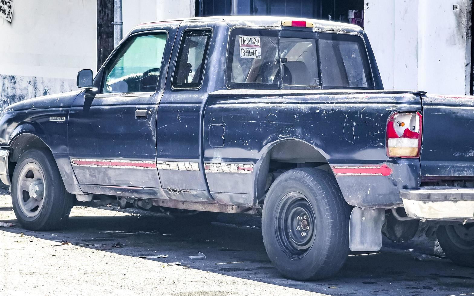 Playa del Carmen Quintana Roo Mexico 2022 Various Mexican pickup trucks cars 4x4 Off-road vehicles Mexico. photo