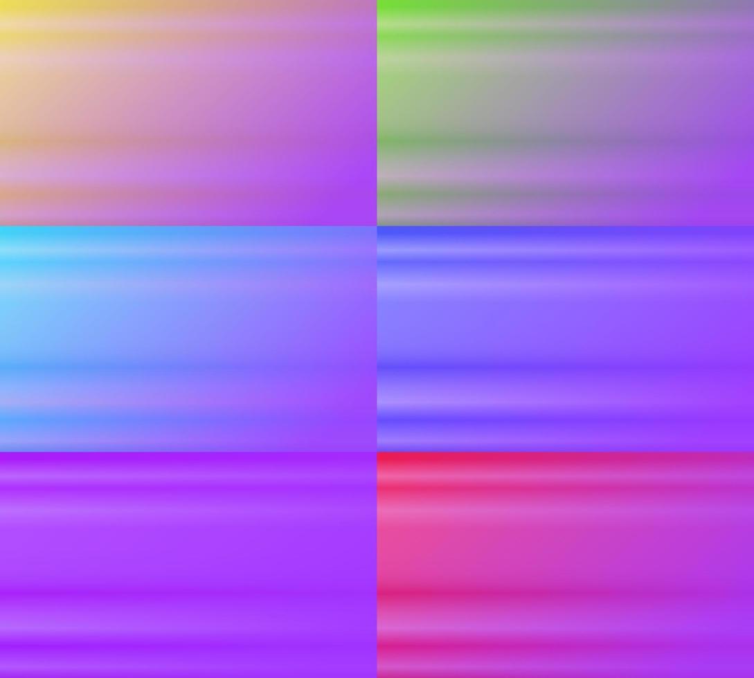 Six sets of purple horizontal gradient abstract background. shiny, blur, modern and colorstyle. yellow, green, blue, and red. great for backdrop, homepage, wallpaper, cover, poster, banner or flyer vector