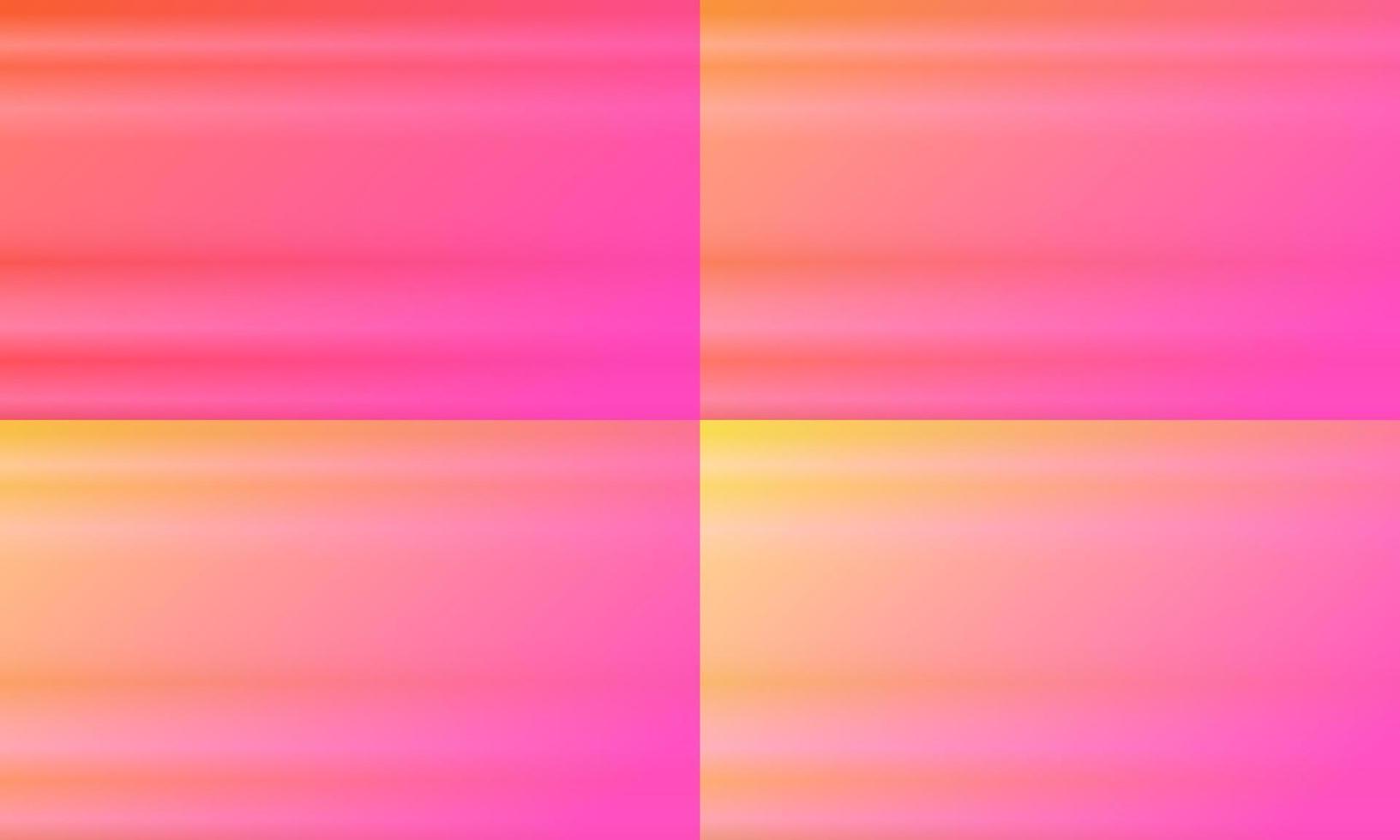 cuatro conjuntos de fondo abstracto degradado horizontal rosa. estilo brillante, borroso, moderno y colorido. naranja, amarillo y dorado. ideal para telón de fondo, página de inicio, papel tapiz, portada, afiche, pancarta o volante vector