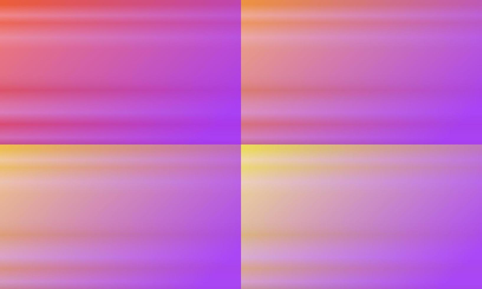 Four sets of horizontal gradient abstract background. shiny, blur, modern and color style. orange, gold, yellow and purple. great for backdrop, homepage, wallpaper, cover, poster, banner or flyer vector