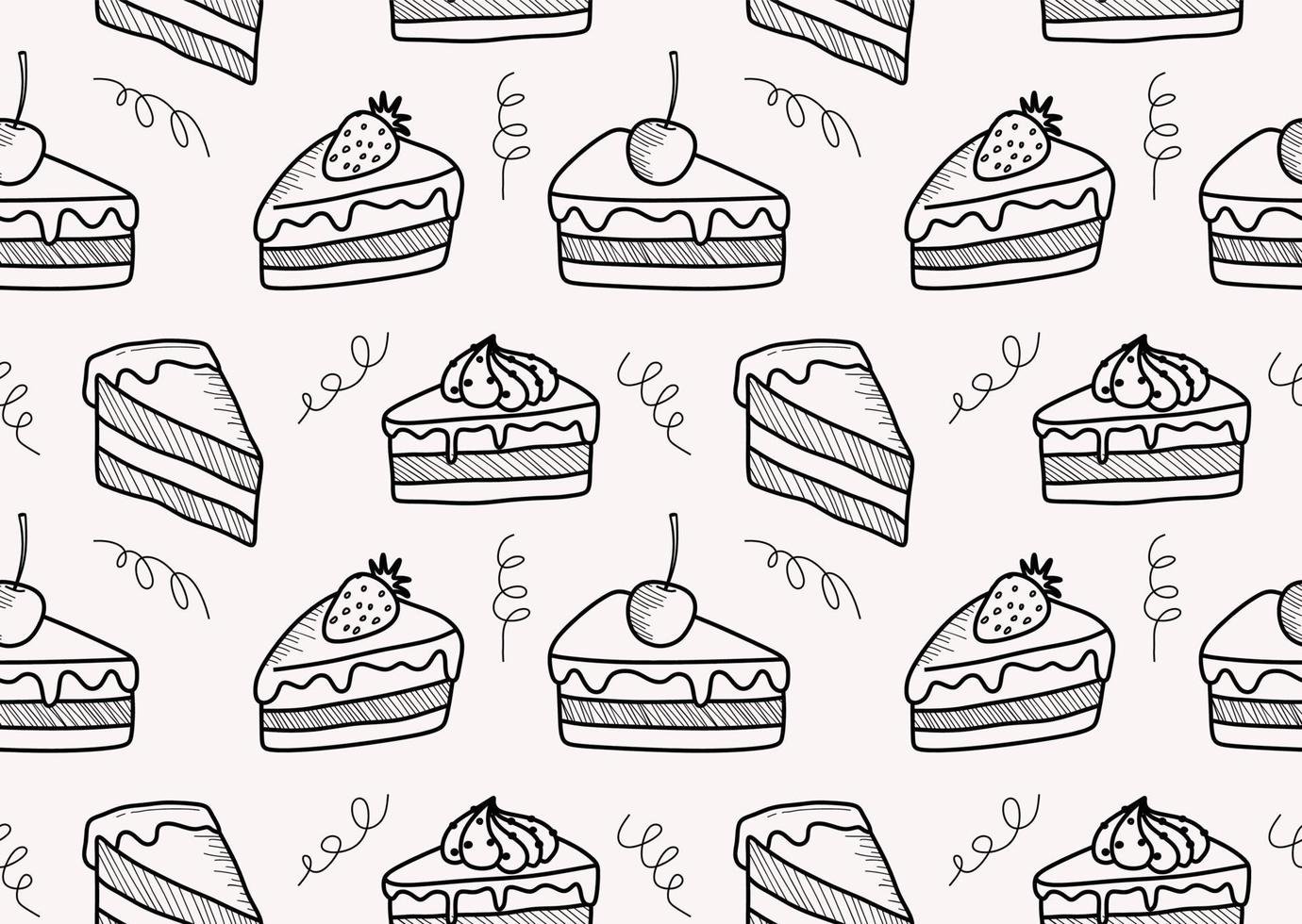cute doodle cake seamless pattern. vector