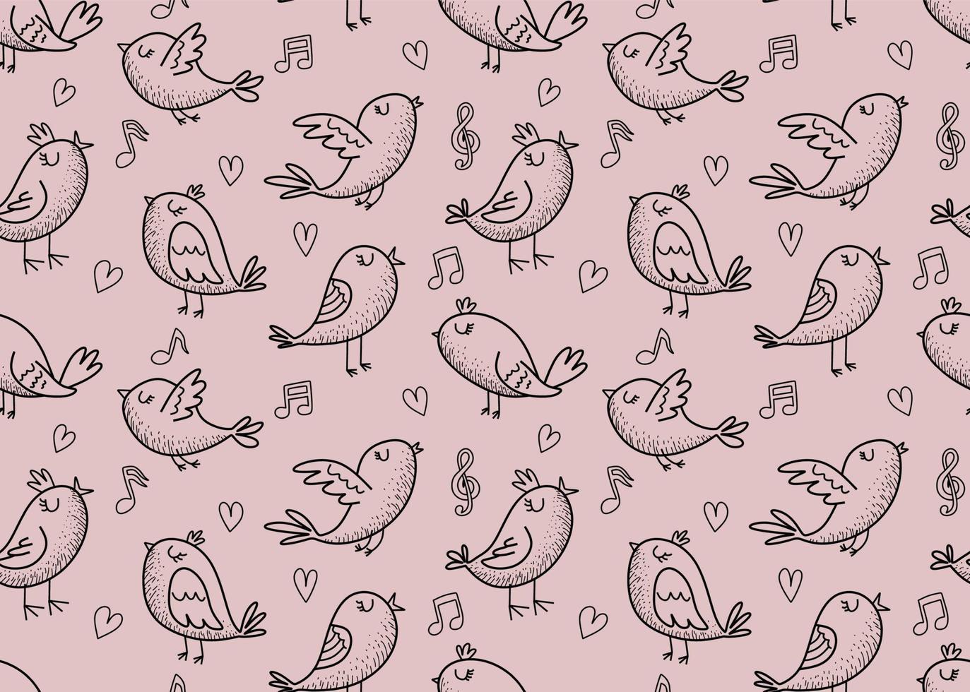 cute doodle bird seamless pattern. vector