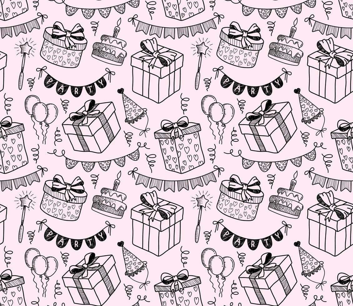 cute doodle gift seamless pattern. vector