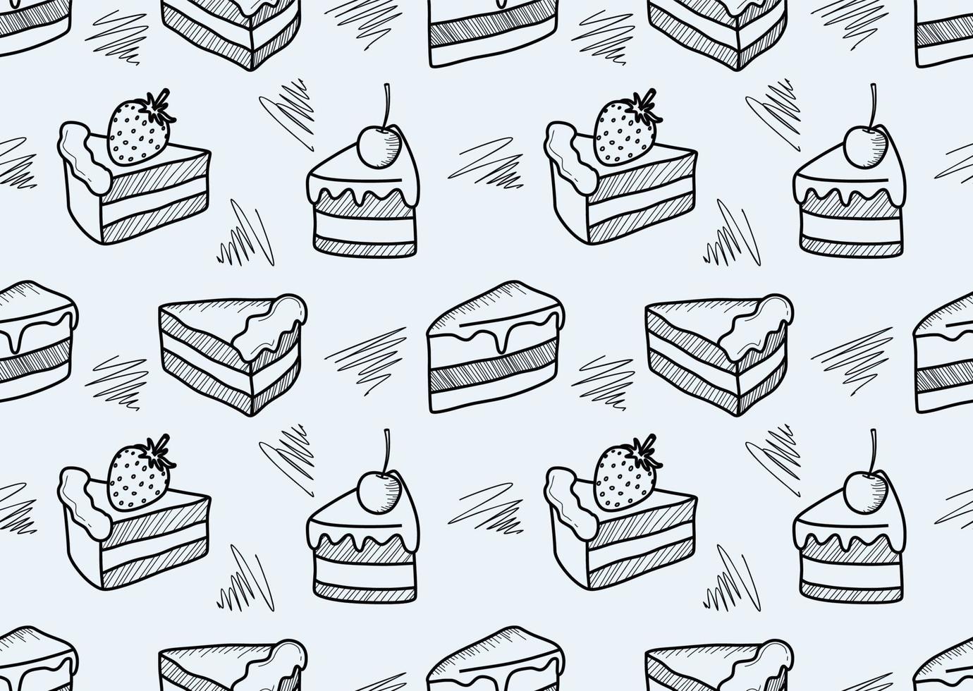 cute doodle cake seamless pattern. vector