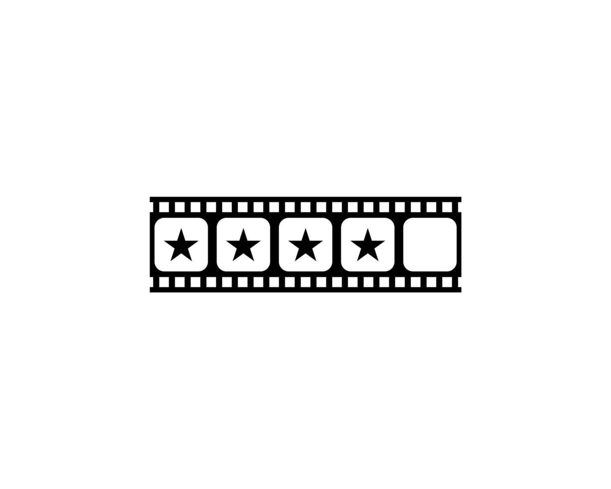 Visual of the Five, 5 Star Sign in the Film Stripe Silhouette. Rating Icon Symbol for Film or Movie Review, Pictogram, Apps, Website or Graphic Design Element. Rating 4 Star. Vector Illustration