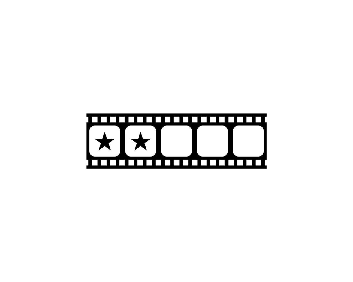 Visual of the Five, 5 Star Sign in the Film Stripe Silhouette. Rating Icon Symbol for Film or Movie Review, Pictogram, Apps, Website or Graphic Design Element. Rating 2 Star. Vector Illustration