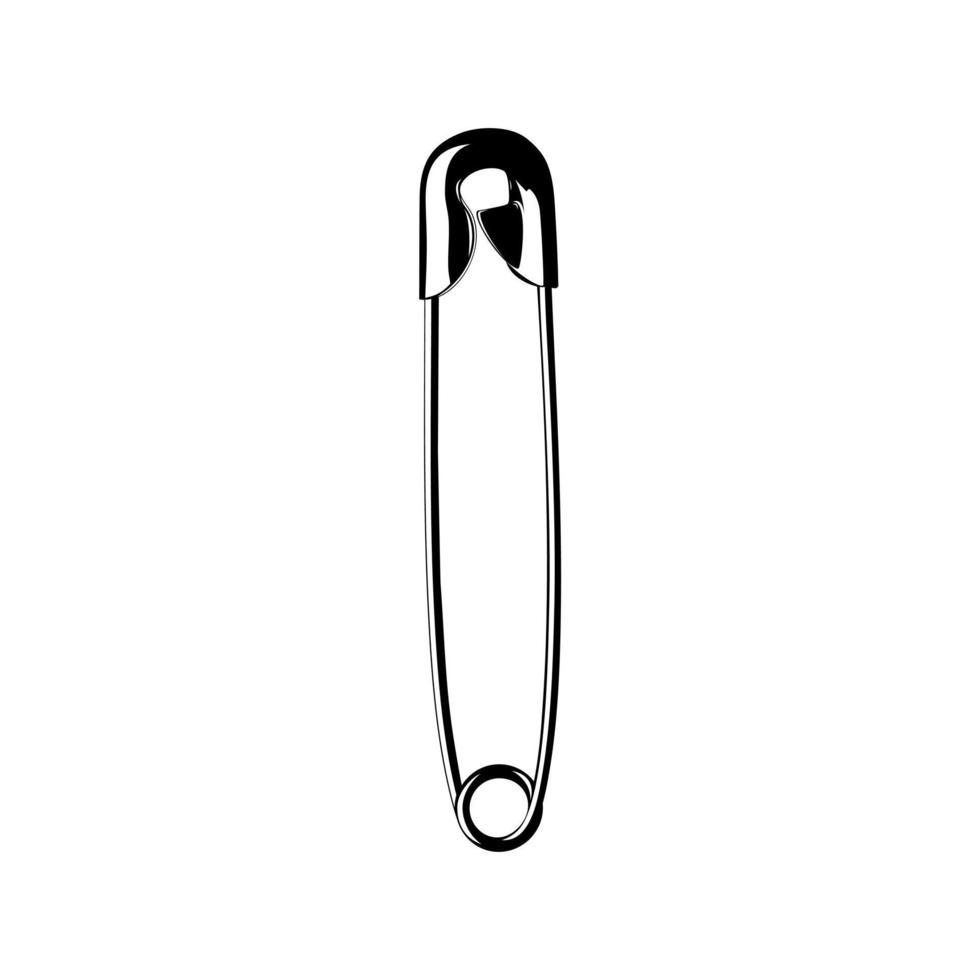 Safety Pin Silhouette for Art Illustration, Logo, Website, Apps, Pictogram or Graphic Design Element. Vector Illustration