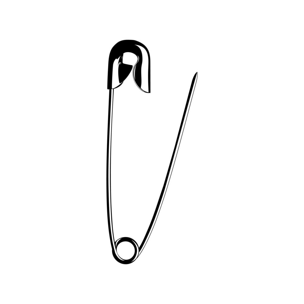 Safety Pin Silhouette for Art Illustration, Logo, Website, Apps, Pictogram or Graphic Design Element. Vector Illustration