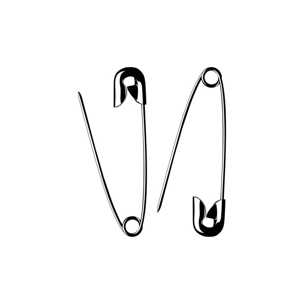 Safety Pin Silhouette for Art Illustration, Logo, Website, Apps, Pictogram or Graphic Design Element. Vector Illustration