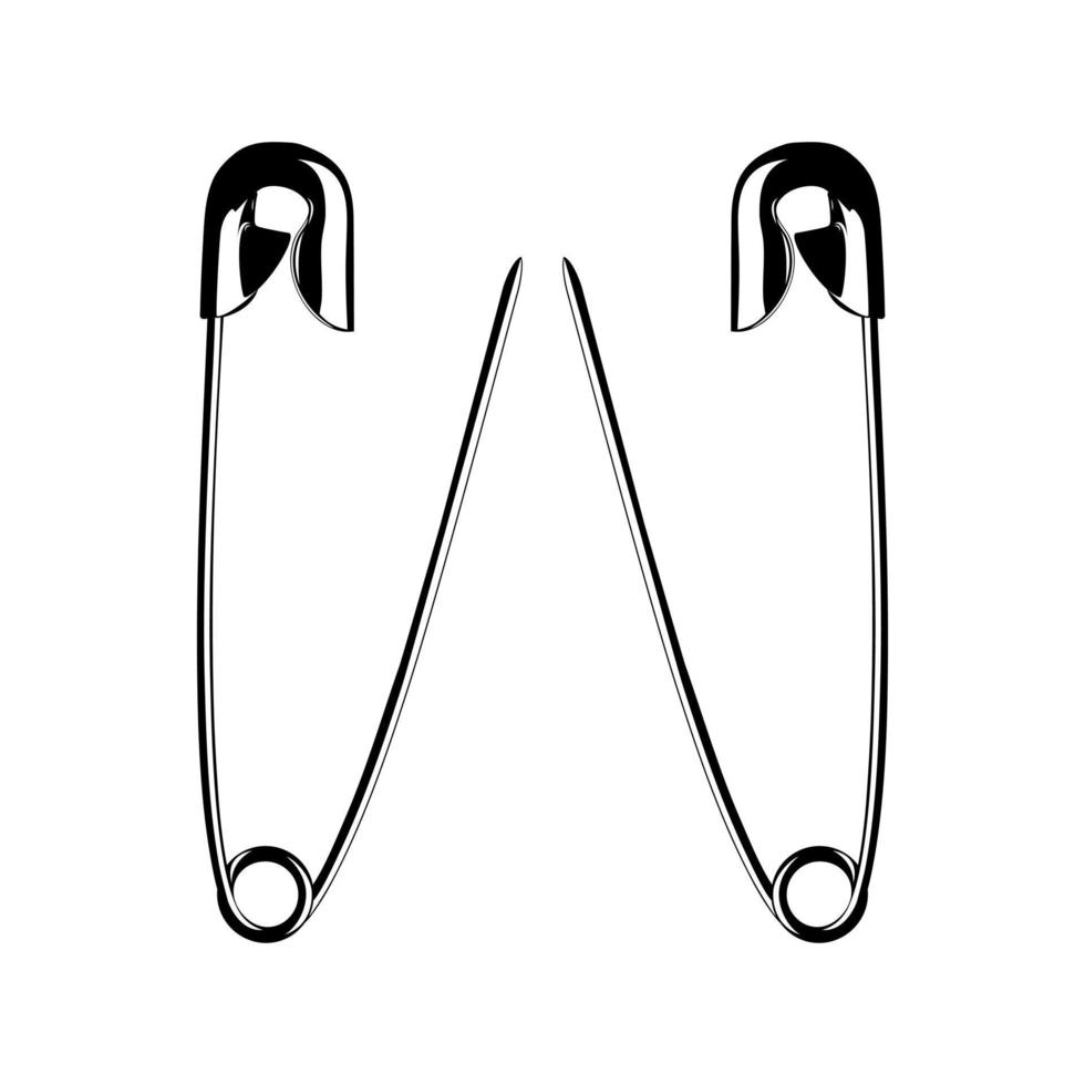 Safety Pin Silhouette for Art Illustration, Logo, Website, Apps, Pictogram or Graphic Design Element. Vector Illustration