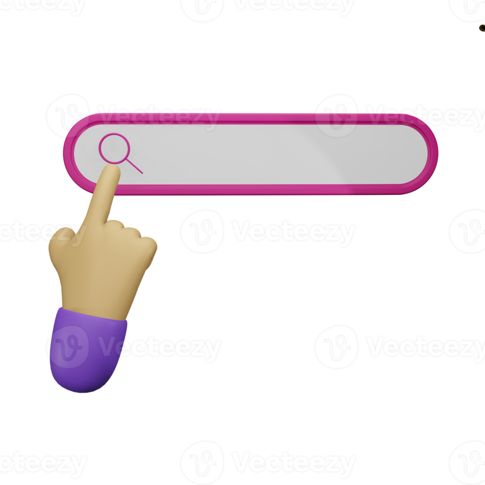ilustración 3d del botón de búsqueda de la mano, perfecto para usar como un elemento adicional en sus diseños de plantilla, afiche y pancarta png