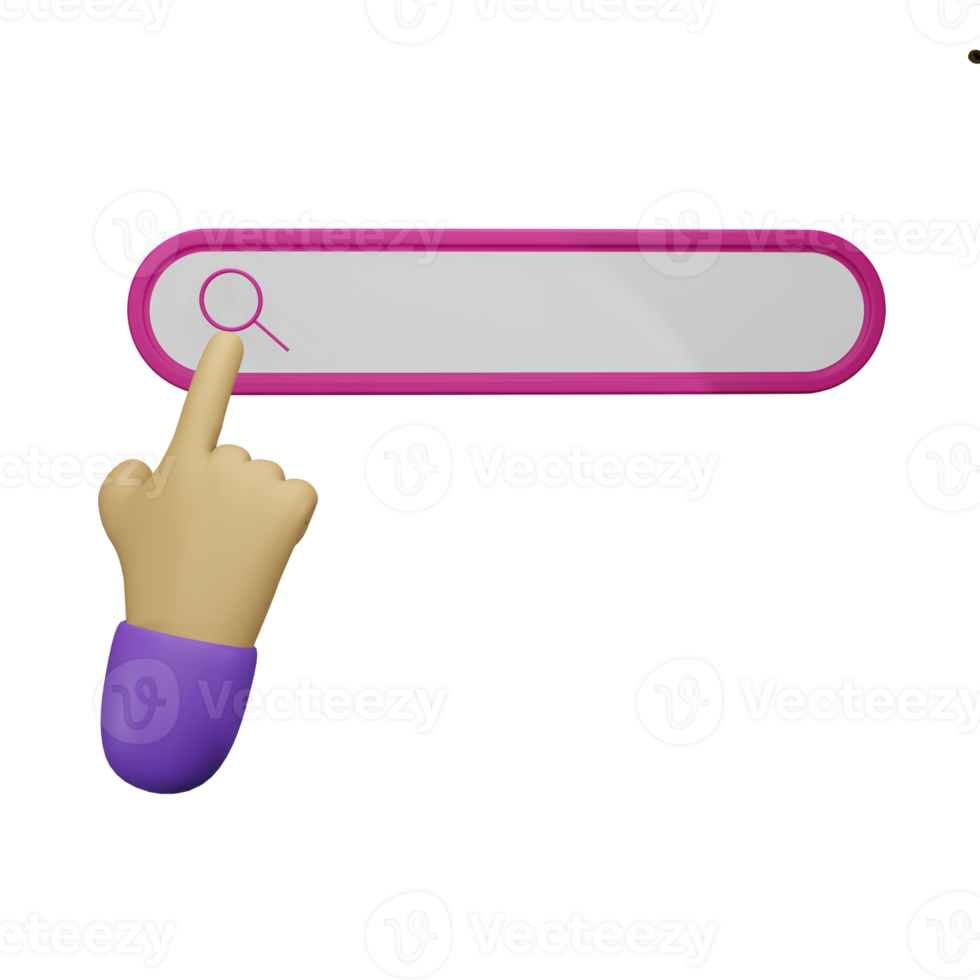 hand pointing search button 3d illustration, perfect to use as an additional element in your template, poster and banner designs png