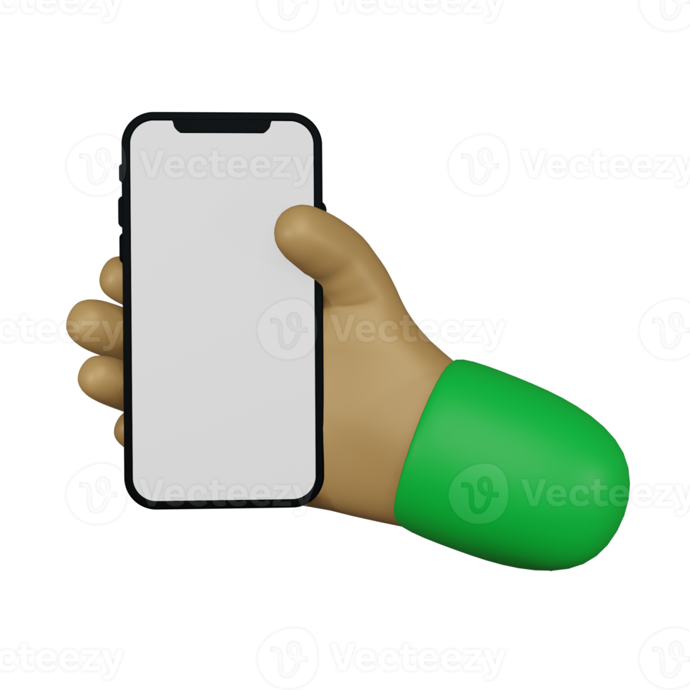 hand innehav mobiltelefon 3d illustration, perfekt till använda sig av som ett ytterligare element i din mallar, posters och baner mönster png