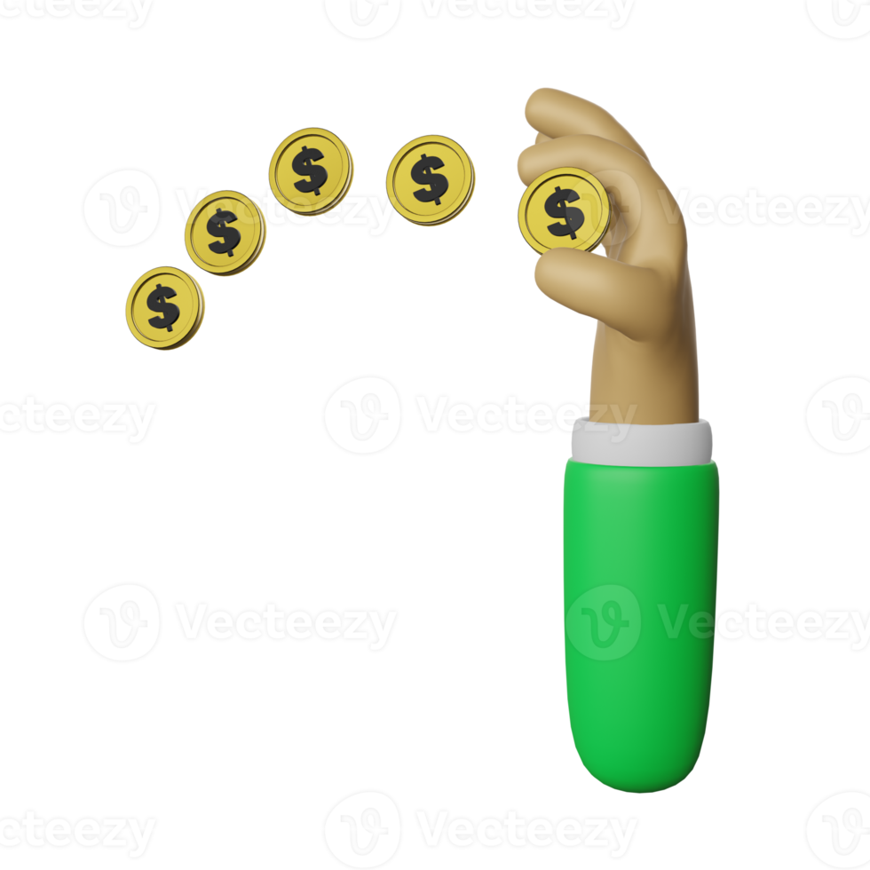 hand holding a dollar bill 3d illustration, suitable for use as an additional element in the design of templates, posters, business and finance banners png