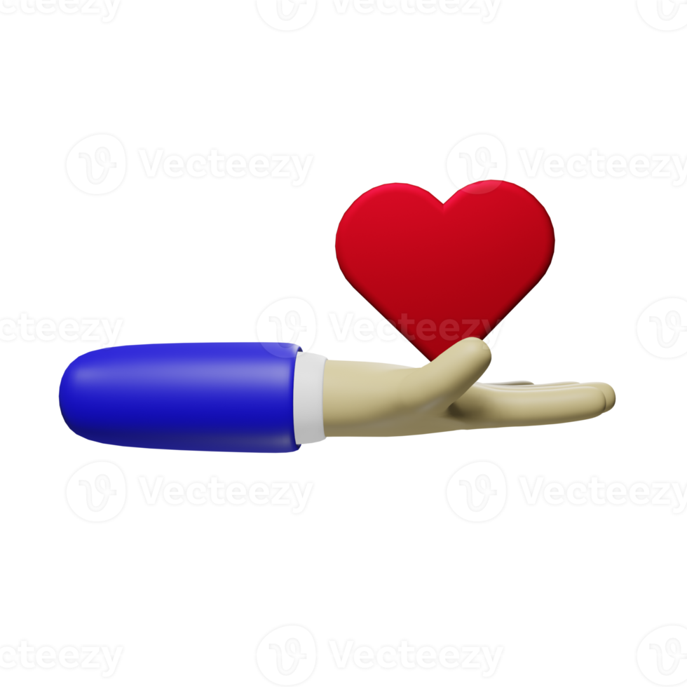 hand holding heart 3d illustration, suitable for use as an additional element in the design of business and financial templates, posters, banners png