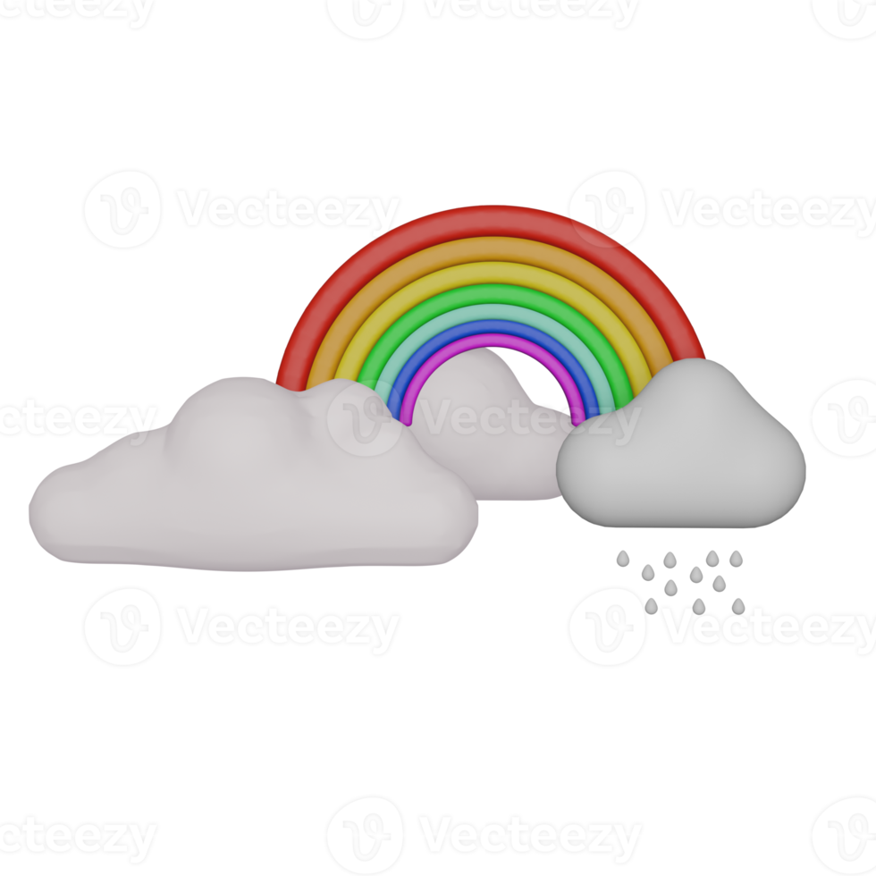 Rainbow and clouds 3d icon, perfect to use as an additional element in your templates, posters and banner designs png