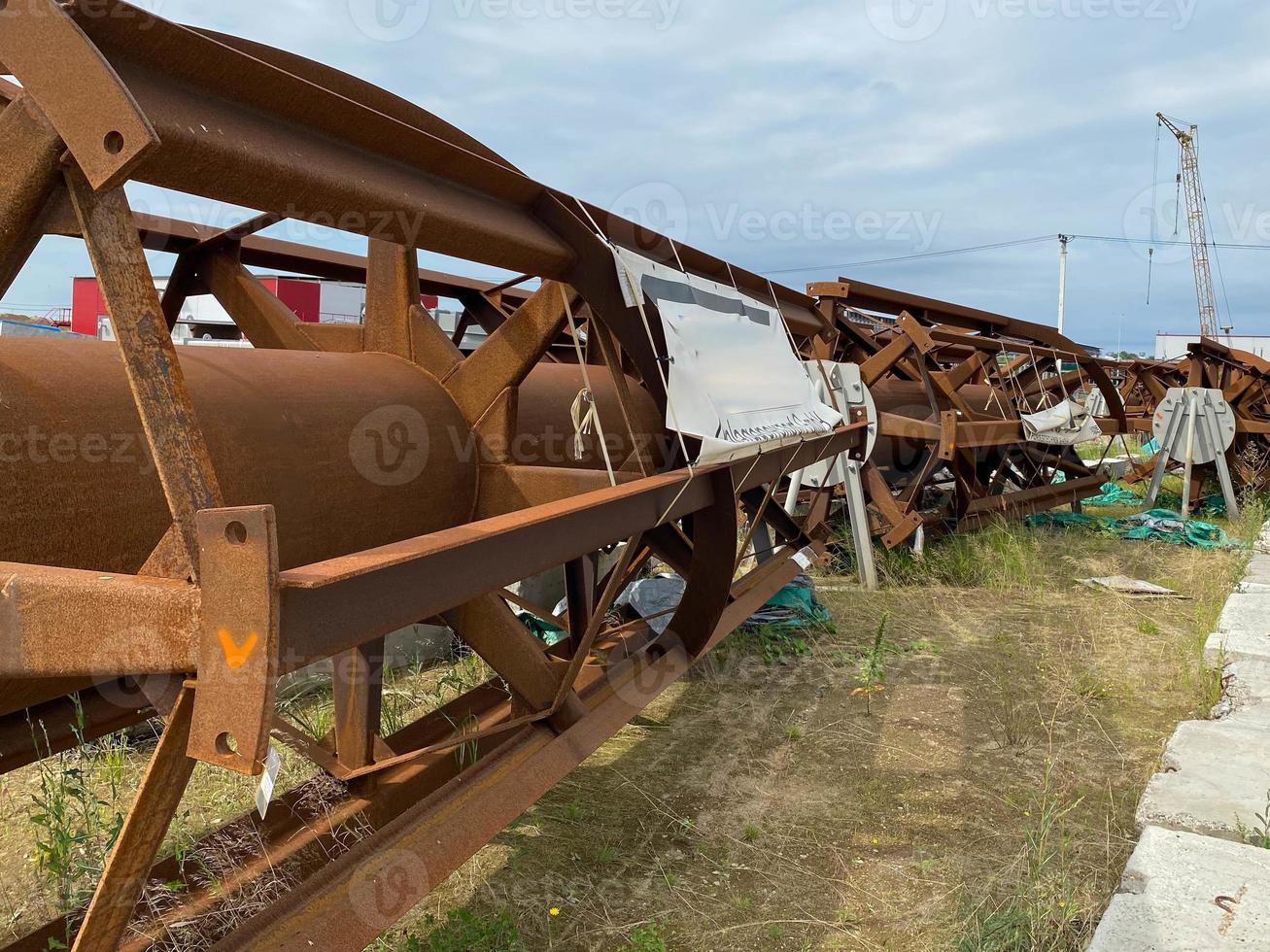 A large industrial mixer for a chemical plant or an open-air mining and processing plant for storing materials and industrial equipment photo