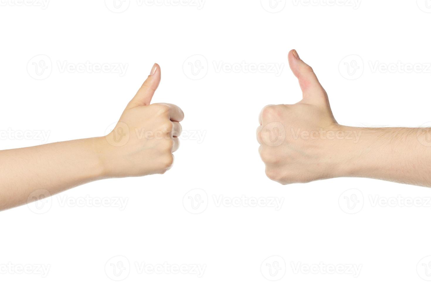 Hands with thumb up signal photo