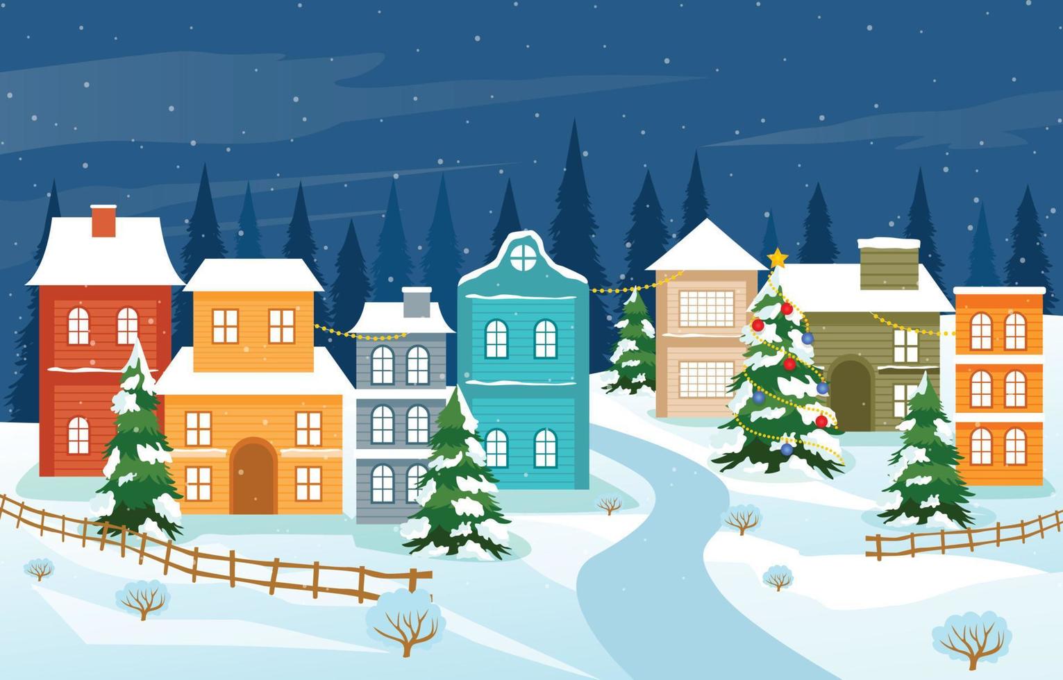 Christmas on a Little Town Landscape Background vector