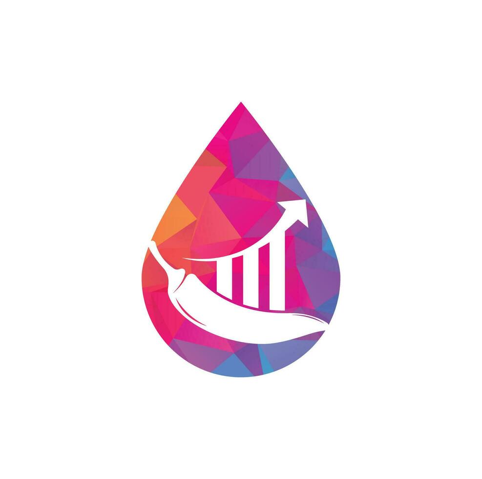 Chili finance drop shape concept logo design. Stats Chili logo design vector template. Red Chili Symbol Icon