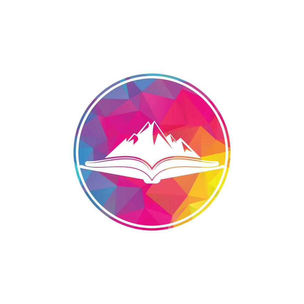 Mountain book vector logo design. Nature and bookstore symbol or icon.