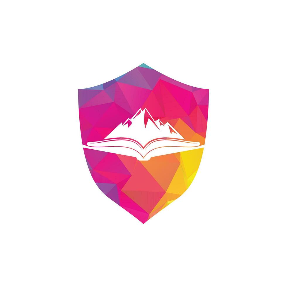 Mountain book vector logo design. Nature and bookstore symbol or icon.