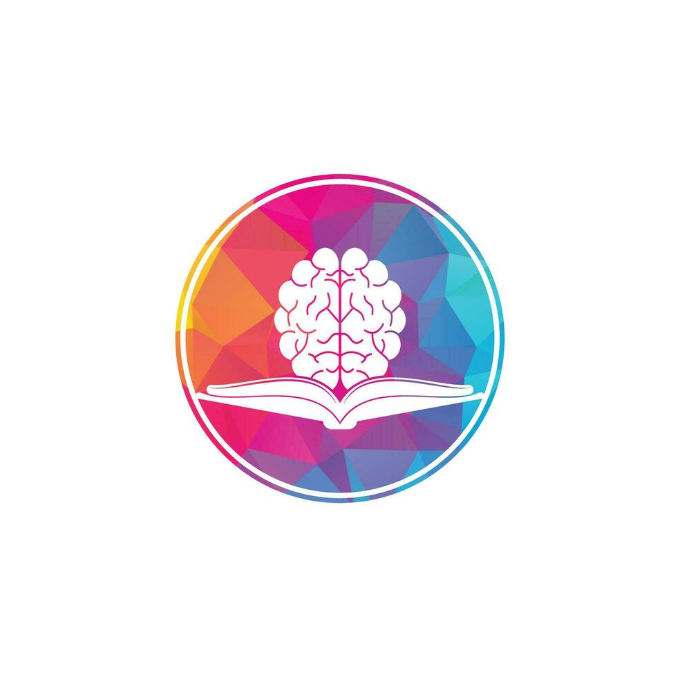 Book brain logo design. Educational and institutional logo design. Book and brain combination logo concept vector