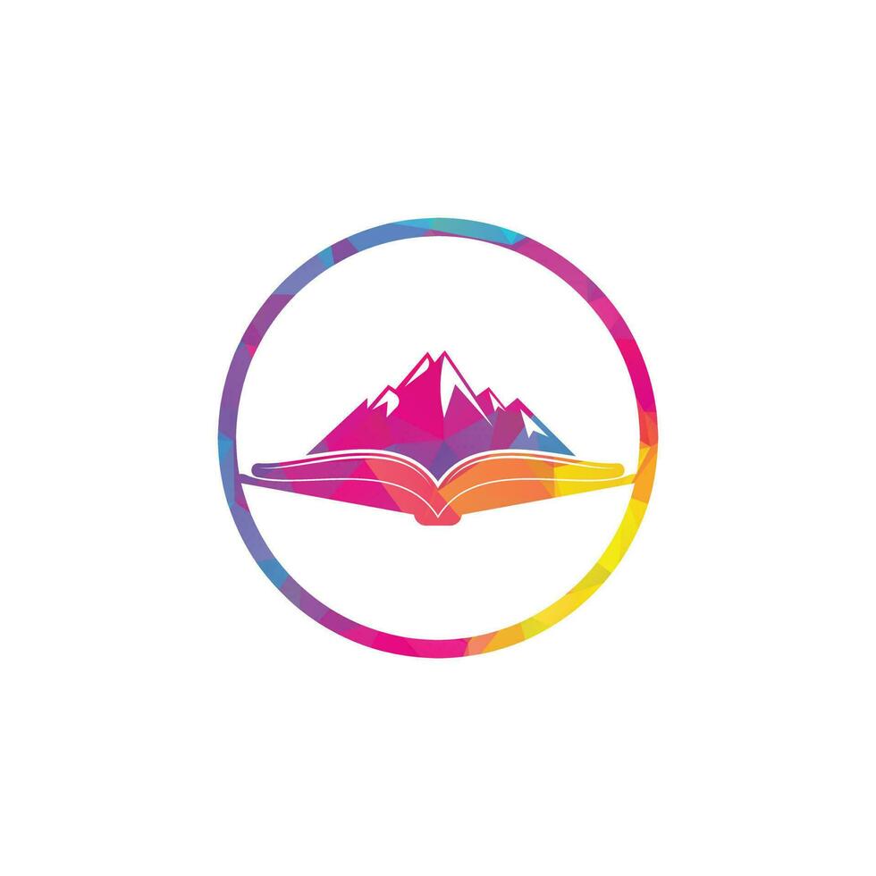 Mountain book vector logo design. Nature and bookstore symbol or icon.