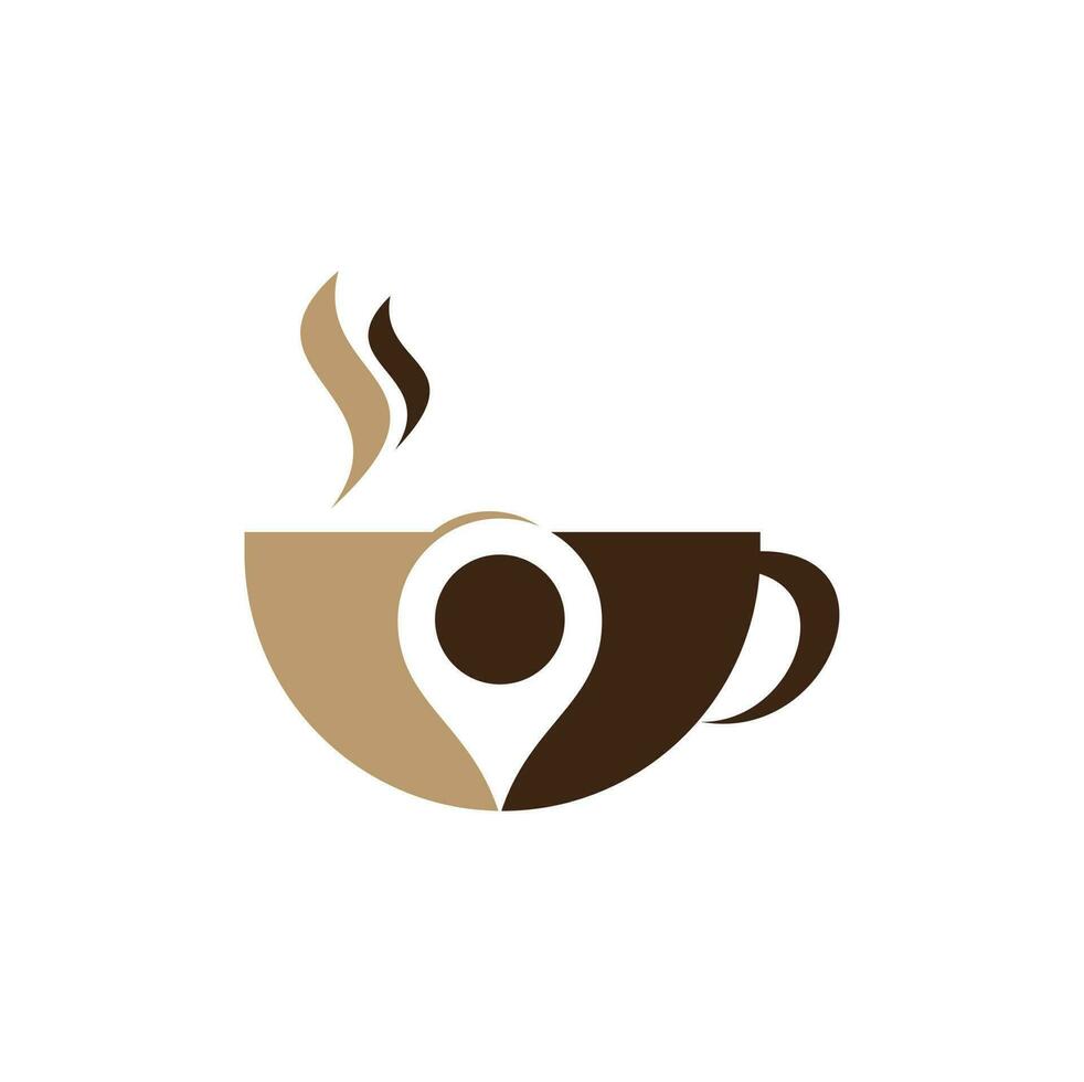 Coffee point logo design. Coffee Location logo template design. vector