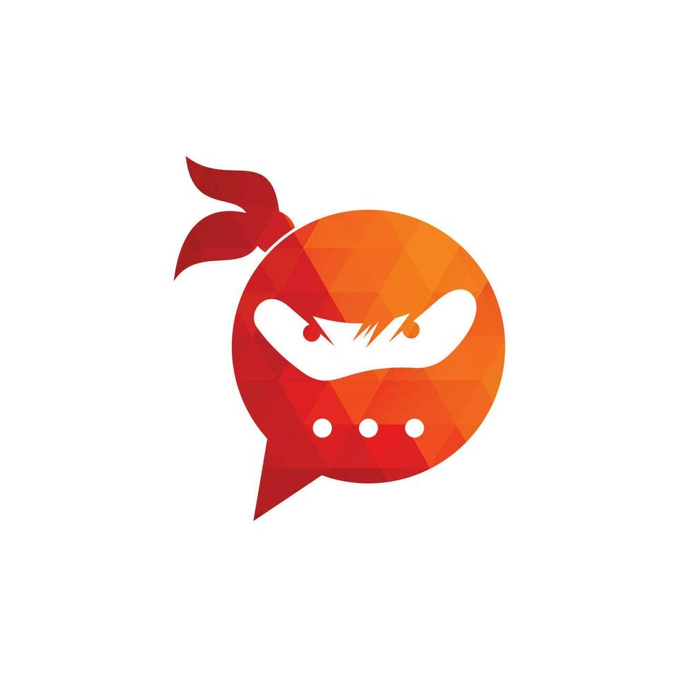 Ninja Chat Logo Design Template. Ninja talk logo design icon. vector