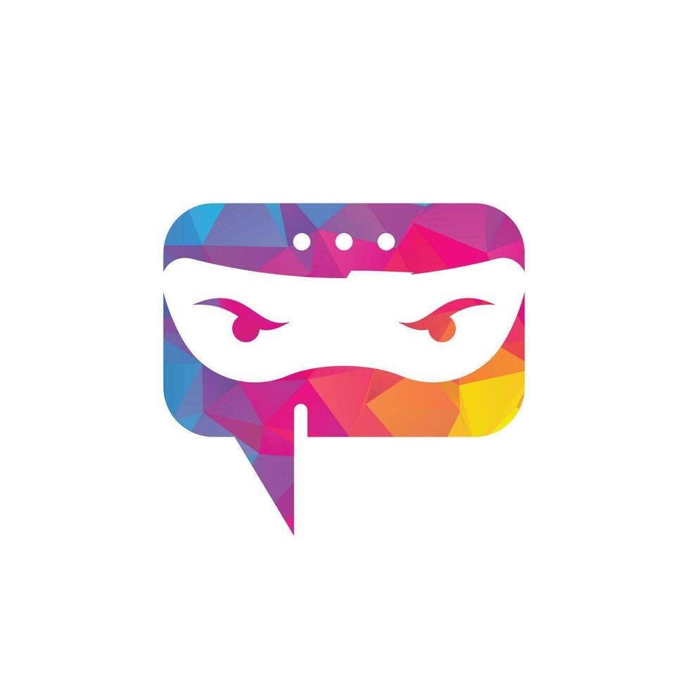 Ninja Chat Logo Design Template. Ninja talk logo design icon. vector