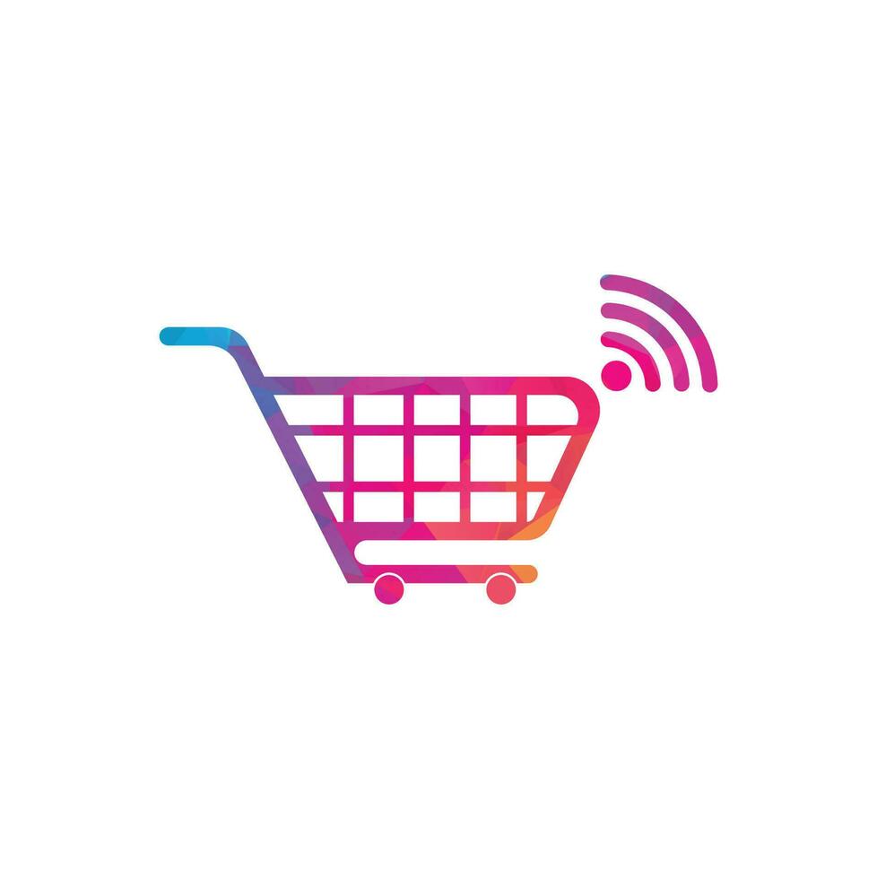 Wifi and cart logo design. Online Shop Logo designs Template. Shopping cart and wifi icon combination logo design concept vector