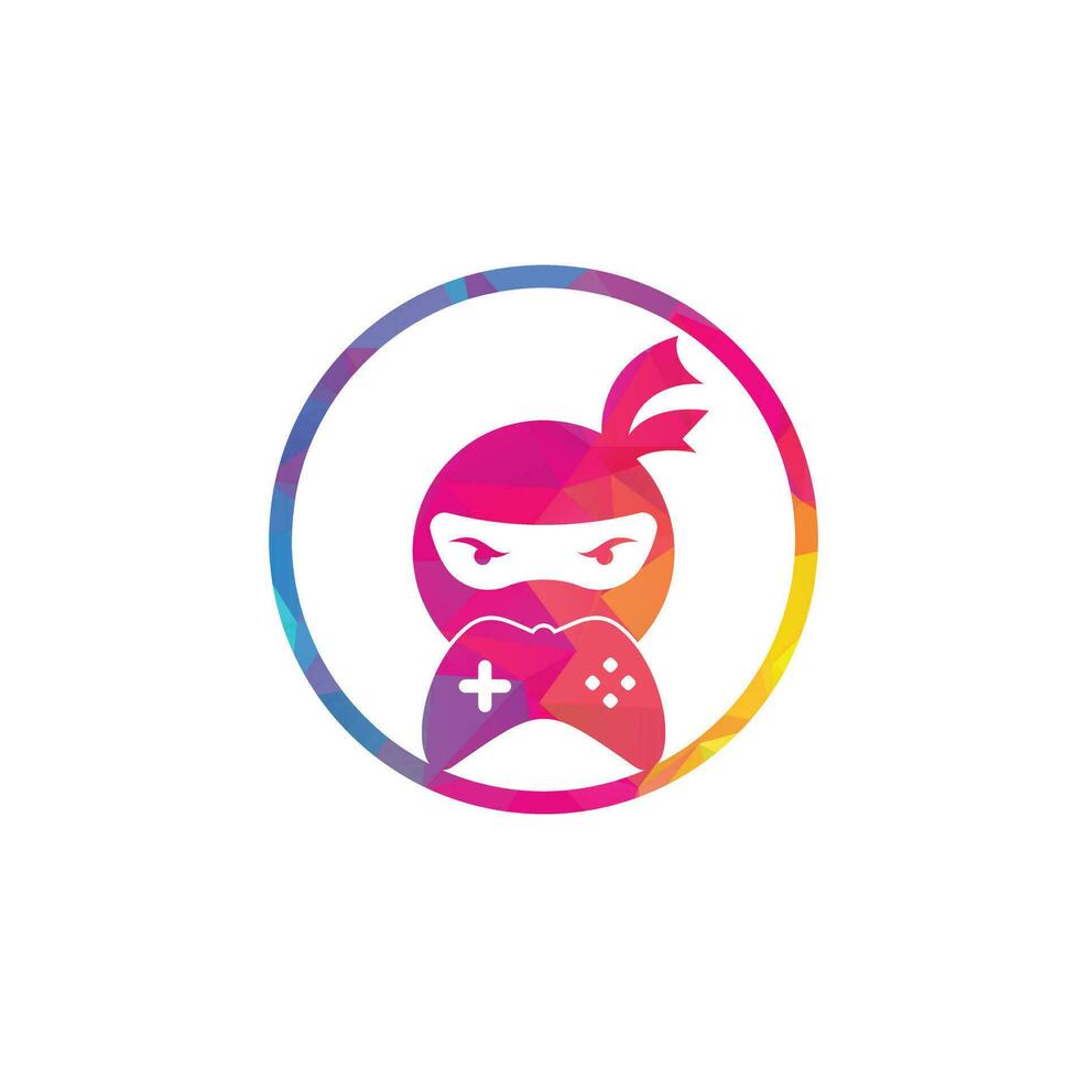 diseño del logotipo del juego ninja. Vectores de stock de imágenes de logotipos de juegos ninja. icono de diseño de logotipo de game-pad ninja