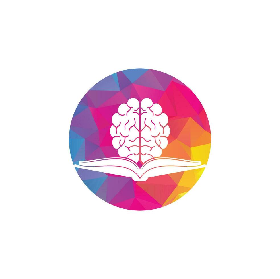 diseño del logotipo del cerebro del libro. diseño de logotipo educativo e institucional. concepto de logotipo de combinación de libro y cerebro vector