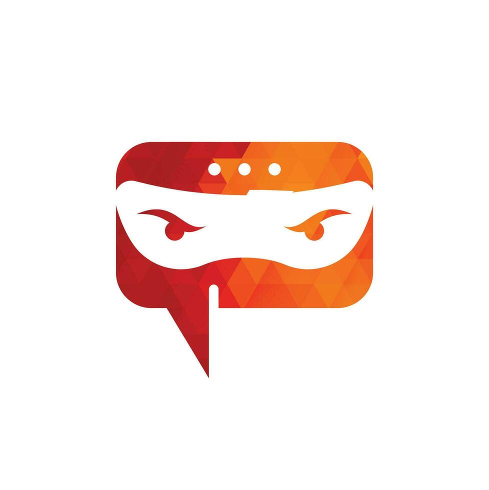 Ninja Chat Logo Design Template. Ninja talk logo design icon. vector