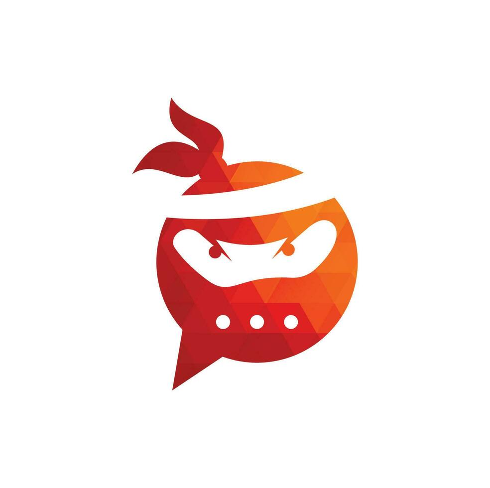 Ninja Chat Logo Design Template. Ninja talk logo design icon. vector