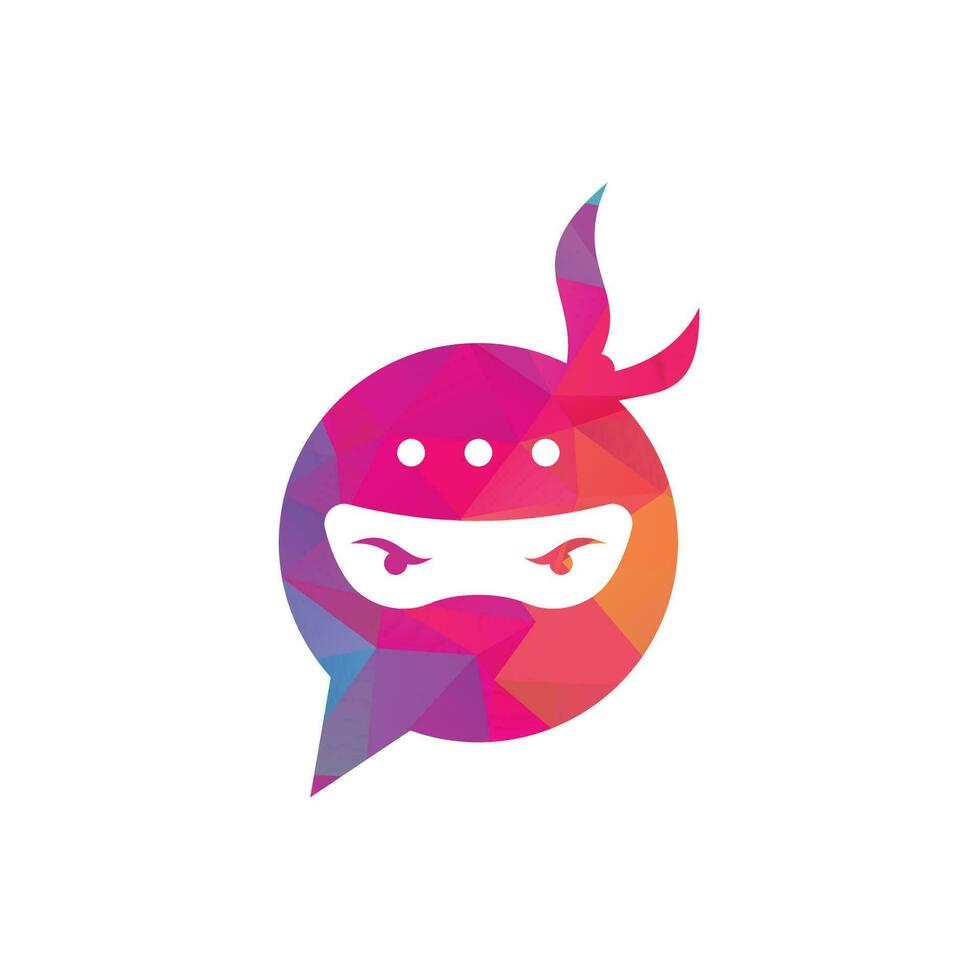 Ninja Chat Logo Design Template. Ninja talk logo design icon. vector