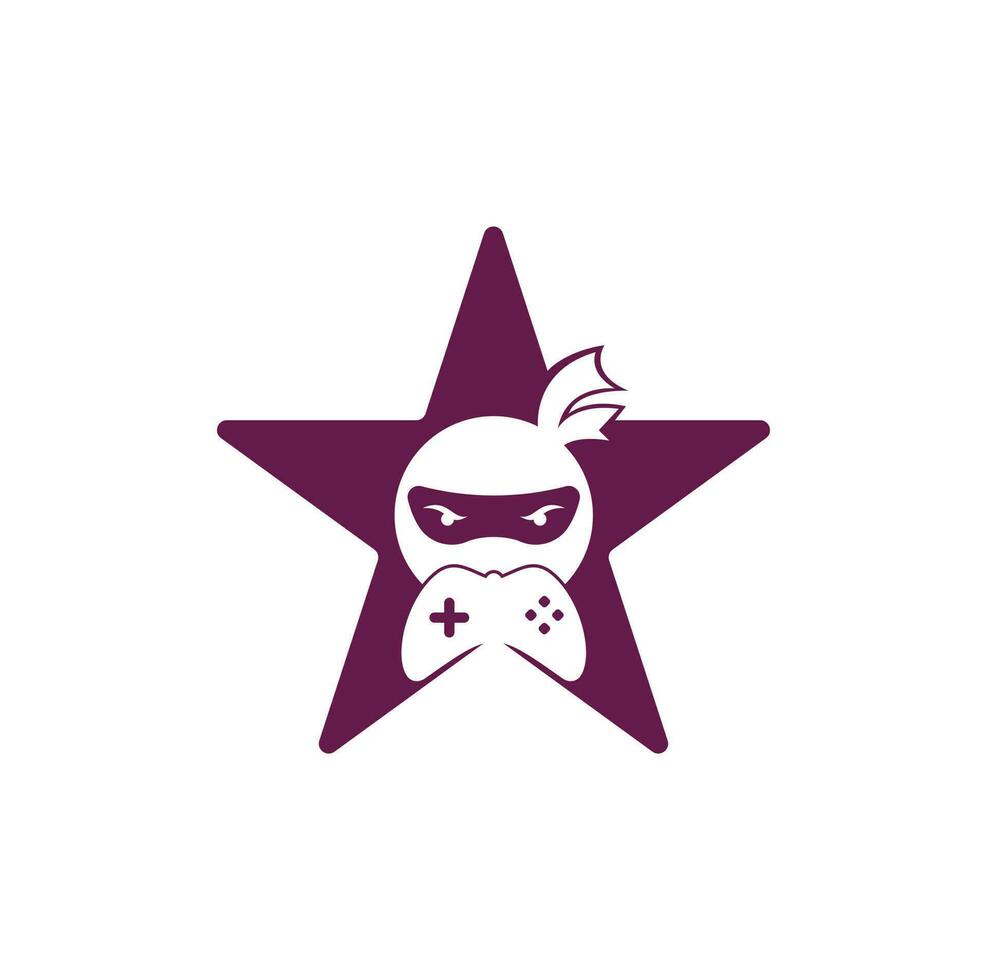 Diseño del logotipo del concepto de forma de estrella del juego ninja. Vectores de stock de imágenes de logotipos de juegos ninja. icono de diseño de logotipo de game-pad ninja