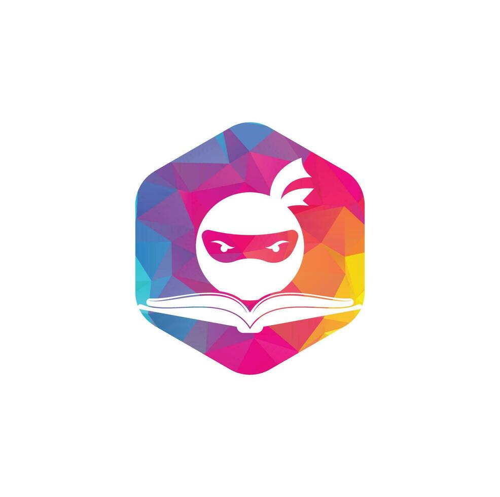 plantilla de diseño del logotipo del libro ninja. libro ninja logo vector icono