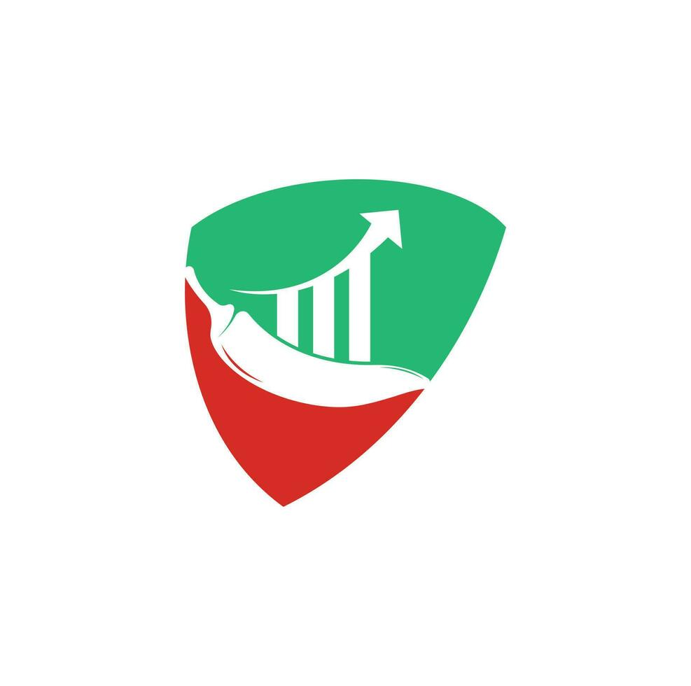 diseño de logotipo de finanzas de chile. plantilla de vector de diseño de logotipo de chili de estadísticas. icono de símbolo de chile rojo