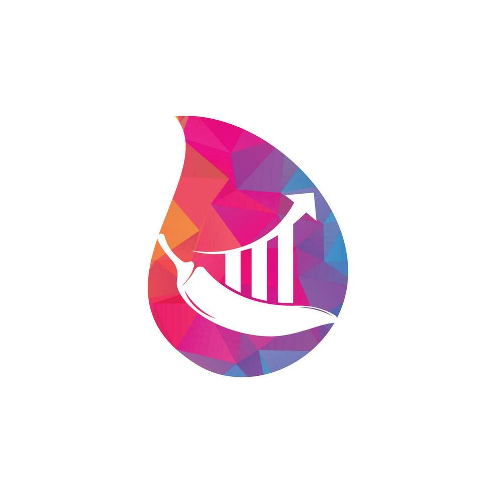 Chili finance drop shape concept logo design. Stats Chili logo design vector template. Red Chili Symbol Icon