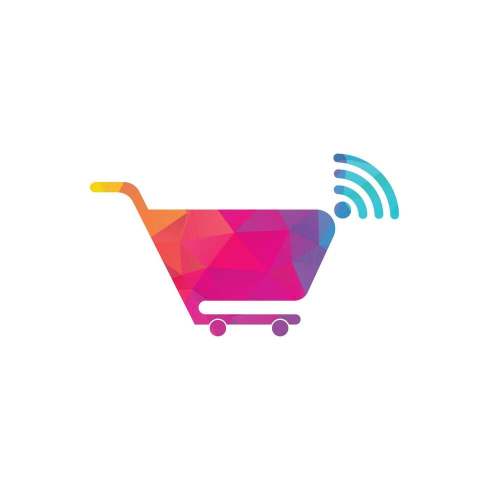 Wifi and cart logo design. Online Shop Logo designs Template. Shopping cart and wifi icon combination logo design concept vector