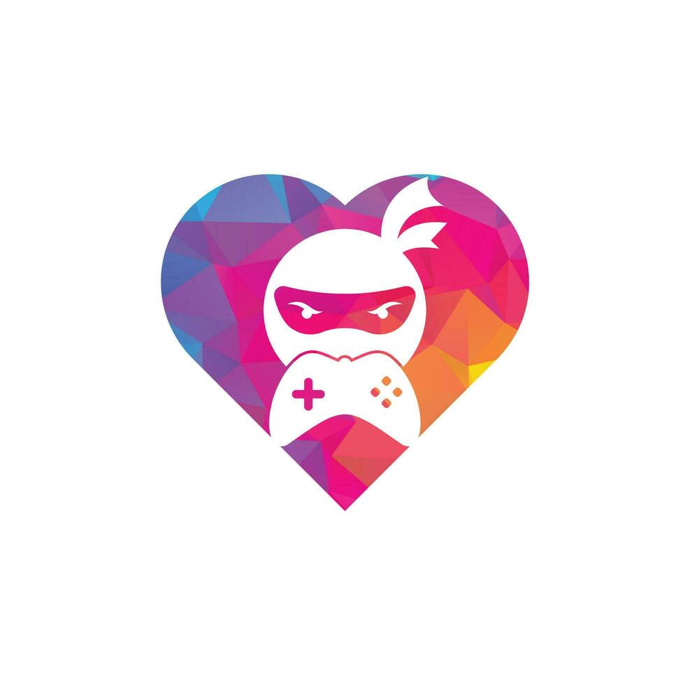 Ninja game heart shape concept logo design. Ninja Gaming Logo Images Stock Vectors. Ninja Game-pad logo design icon vector