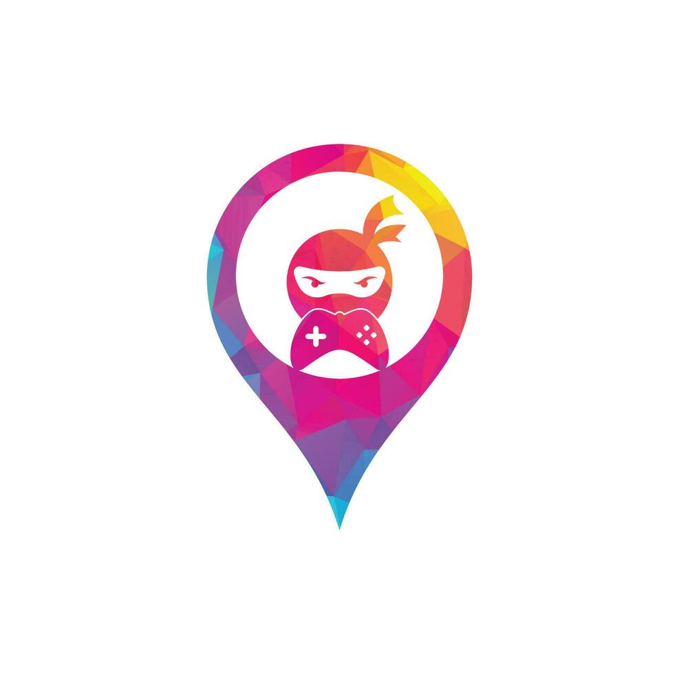 Ninja game map pin shape concept logo design. Ninja Gaming Logo Images Stock Vectors. Ninja Game-pad logo design icon vector