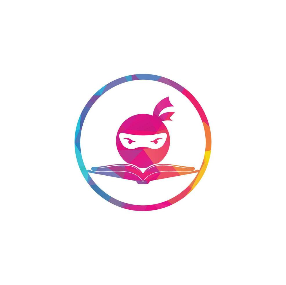 Ninja book logo design template. Book ninja logo vector icon