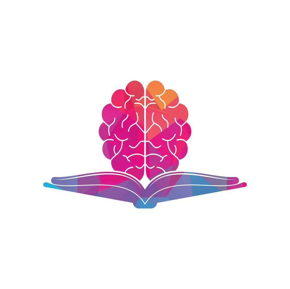 diseño del logotipo del cerebro del libro. diseño de logotipo educativo e institucional. concepto de logotipo de combinación de libro y cerebro vector