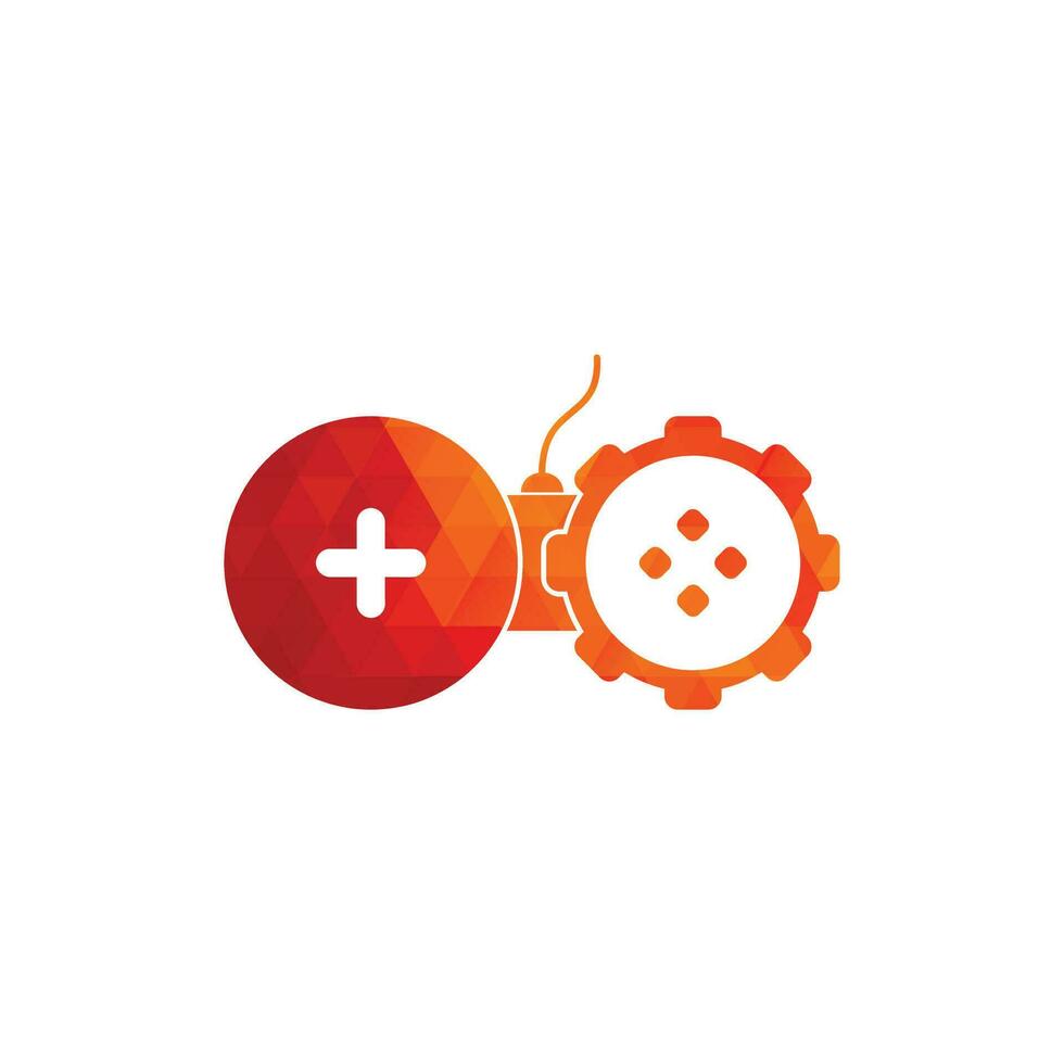 Game with Gear logo template vector. Joystick design Icon. GEAR GAME logo vector